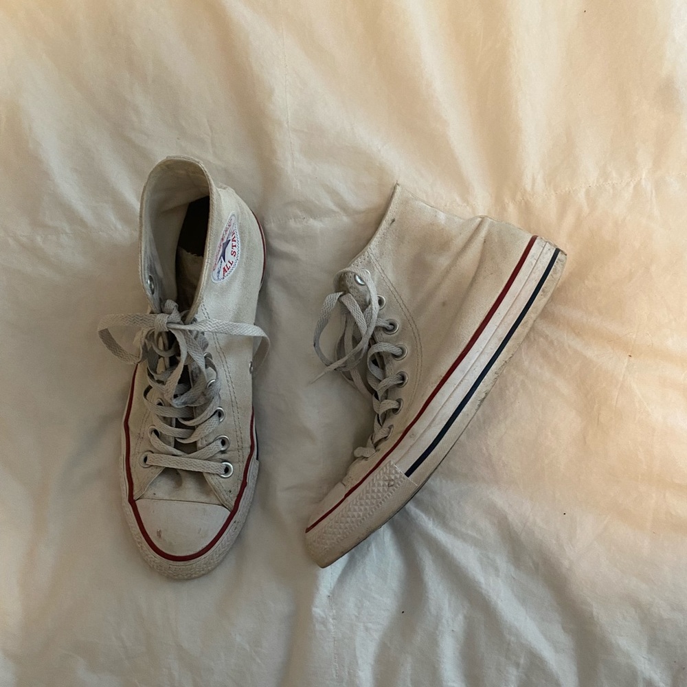 White Converse high tops